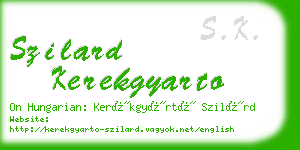 szilard kerekgyarto business card